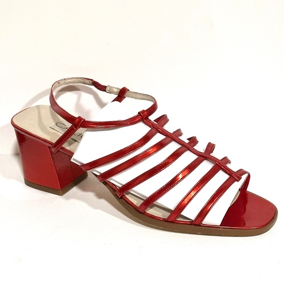 Women's Red Strappy Block Heel Sandals Size 9 New - Picture 2 of 5